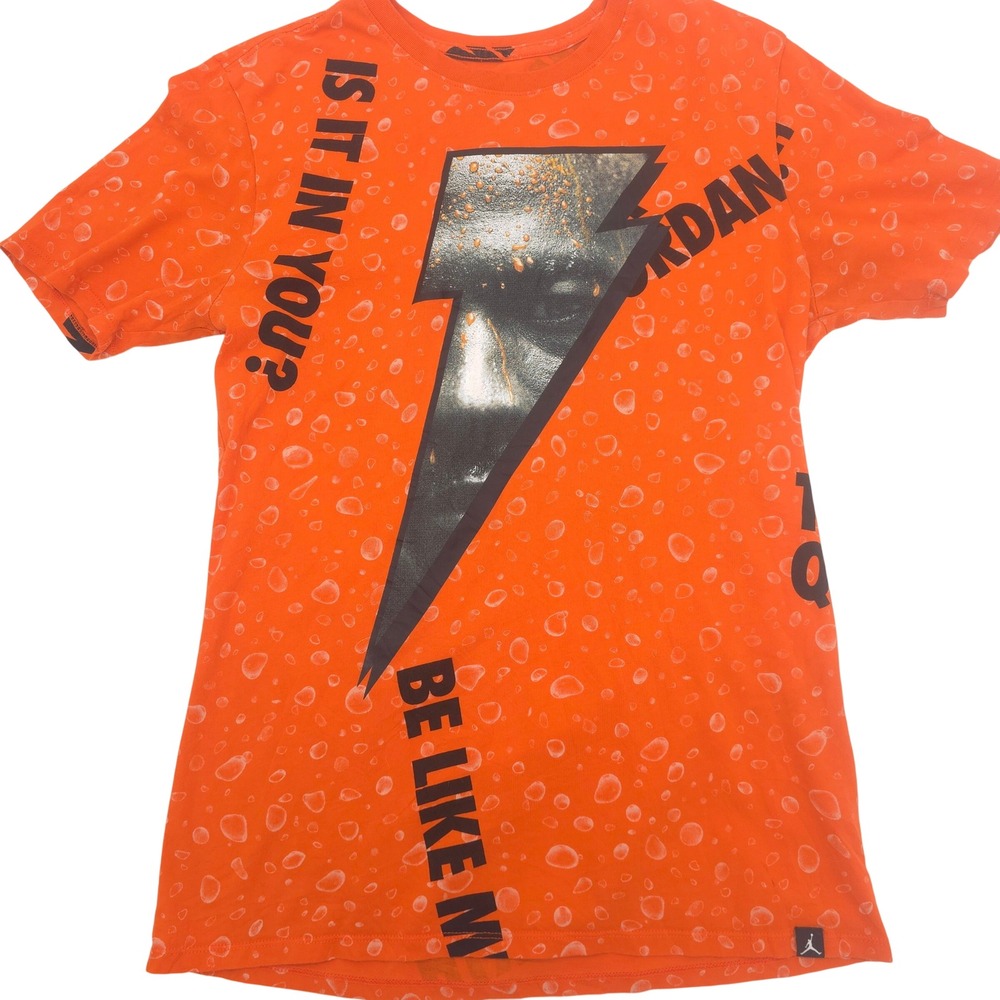 Jordan x Gatorade Be Like Mike Shirt Mens Medium Orange AOP Graphic AJ1165-819